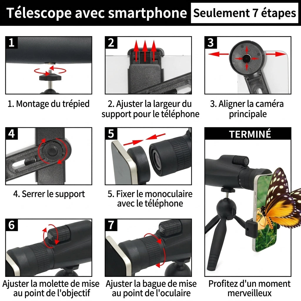 Télescope Monoculaire HD Zoom 10-30x50 – Observation Nature & Ciel Kipora