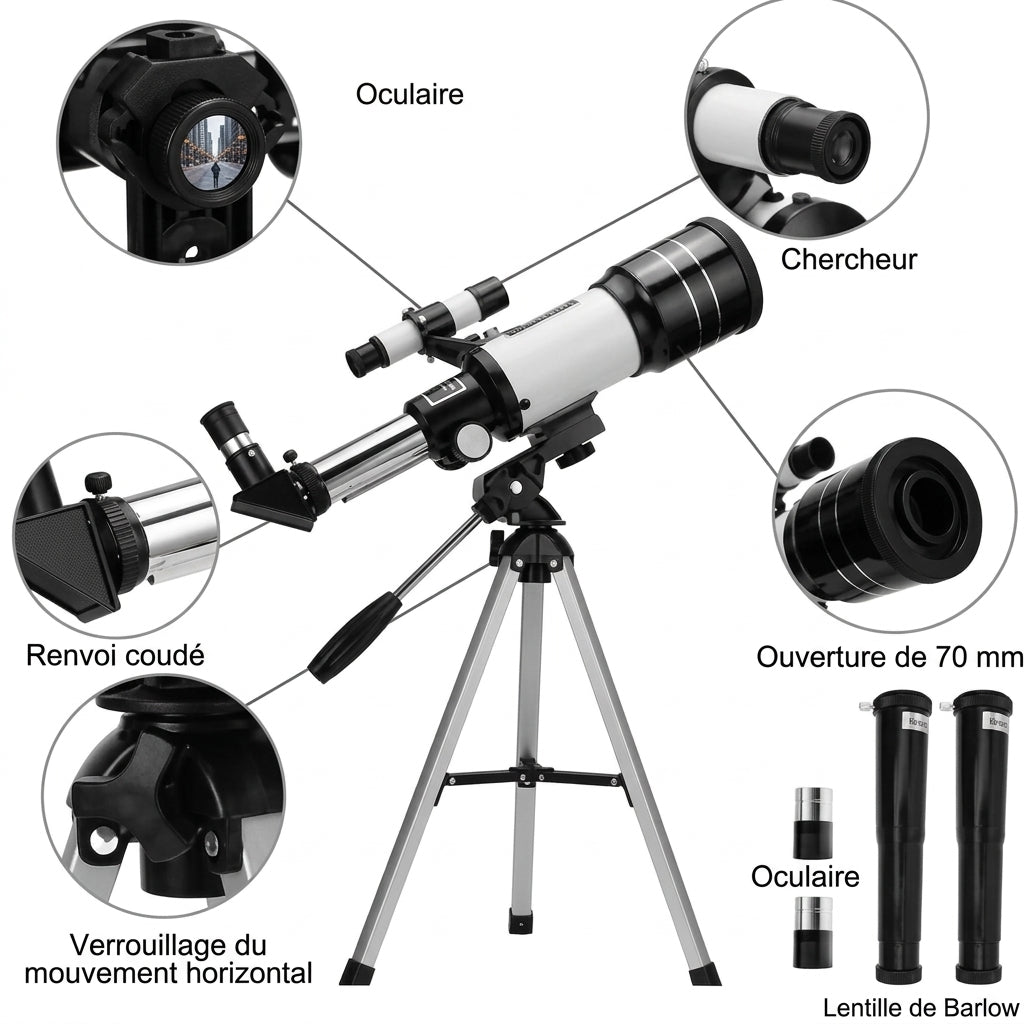 Télescope Professionnel HD 70/300 | Zoom 150x Kipora